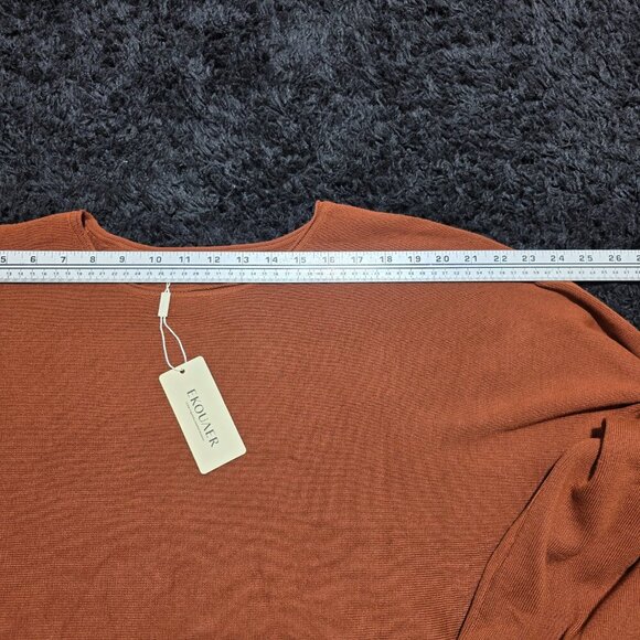 Ekouaer Womens‎ XL Knit Pajama Lounge Top Rust Orange Pullover NWT - Picture 4 of 8